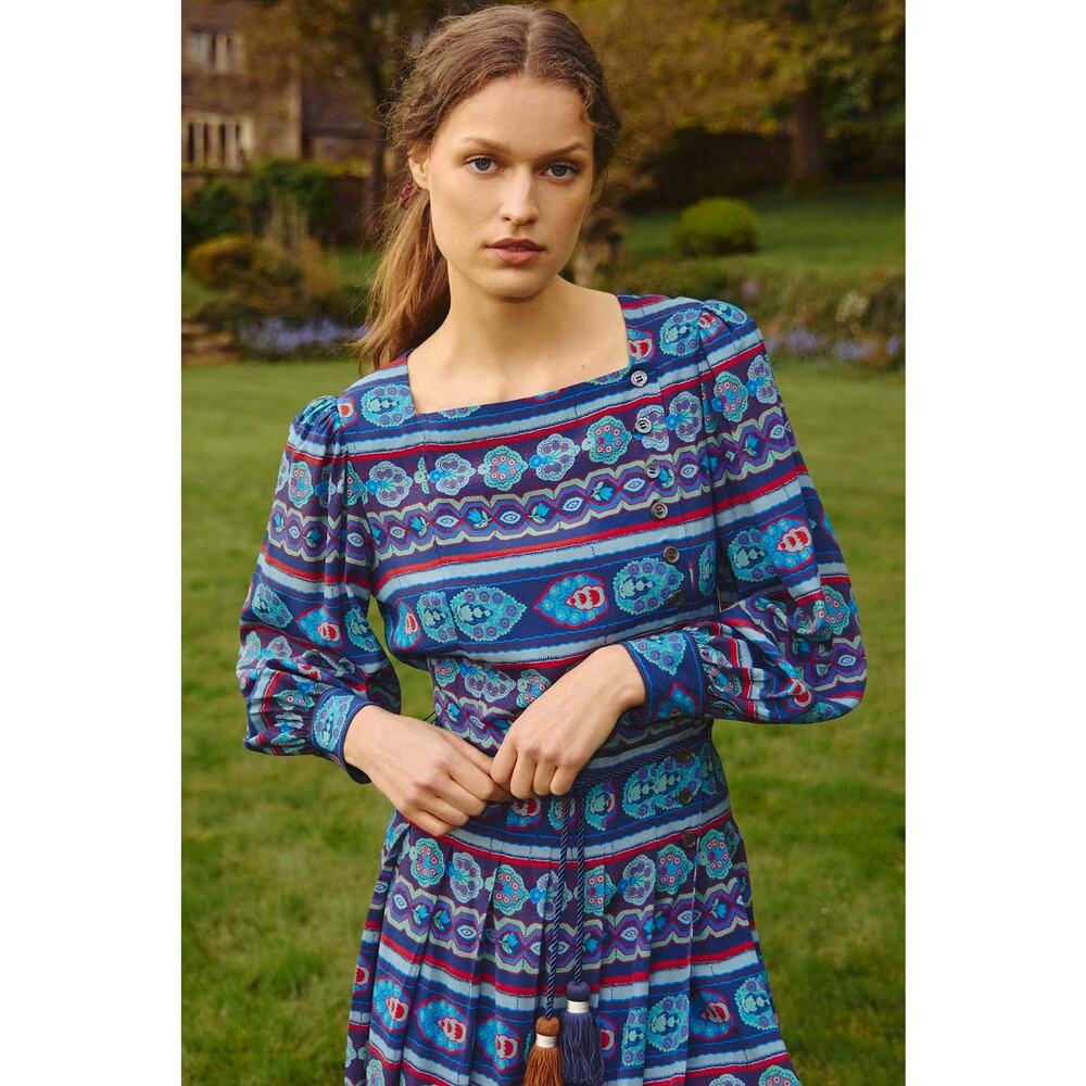 Hunter Bell Adrian Dress Garden Mosaic Colorful Silk Blend Midi size 10